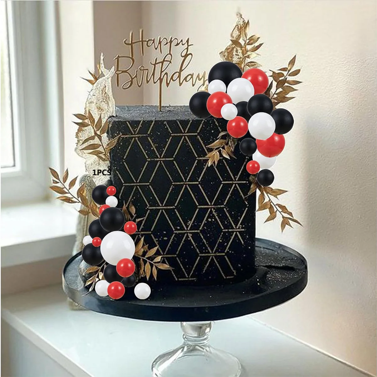 Ball Kuchen Topper Dekorationen Mini Luftballons Kuchen Topper Schaum Bälle Kuchen Für Hochzeit Party Geburtstag Kuchen Dekorieren Rot Schwarz Weiß – Detail 3