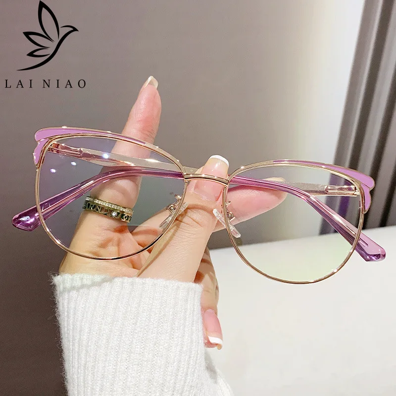 2025 New Round Frame Flat Light Glasses for Women's Anti Blue Light Reading Glasses Myopia Optics Eyeglass Frame Whosale