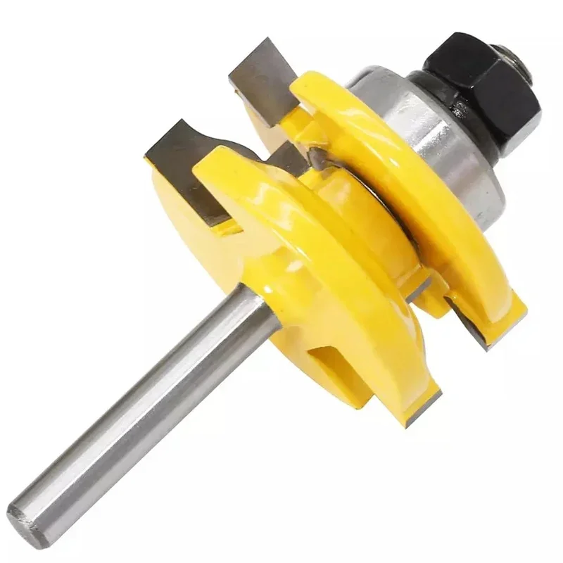 1/4" 2pcs Rail and Stile Router Bit Set Door Window Woodworking Knife Tenon Cutter for Wood Milling Machine Tools