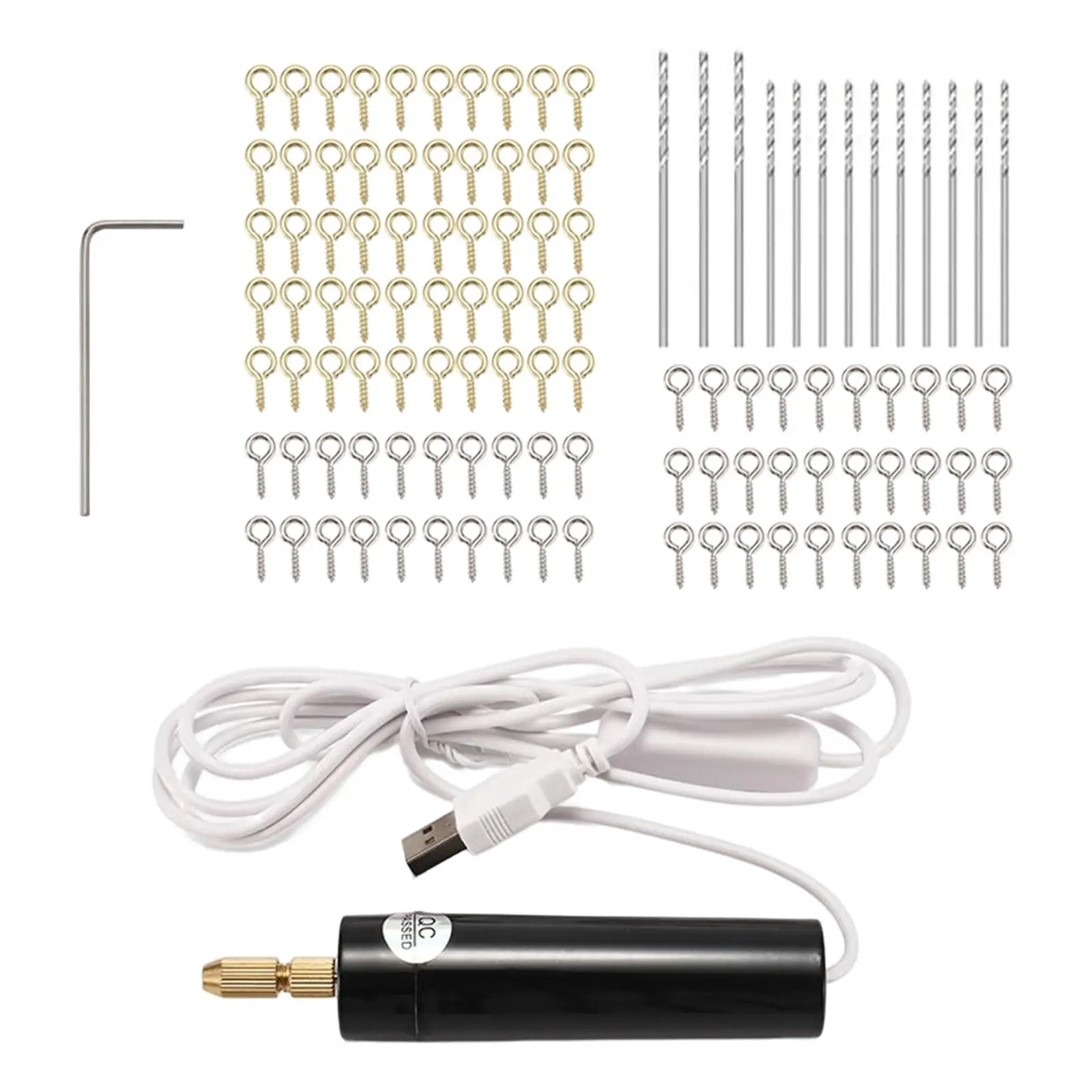 Portable USB Electric Drill Electrical Pin Vise Kit with Screw Eye Pins for DIY Crafts