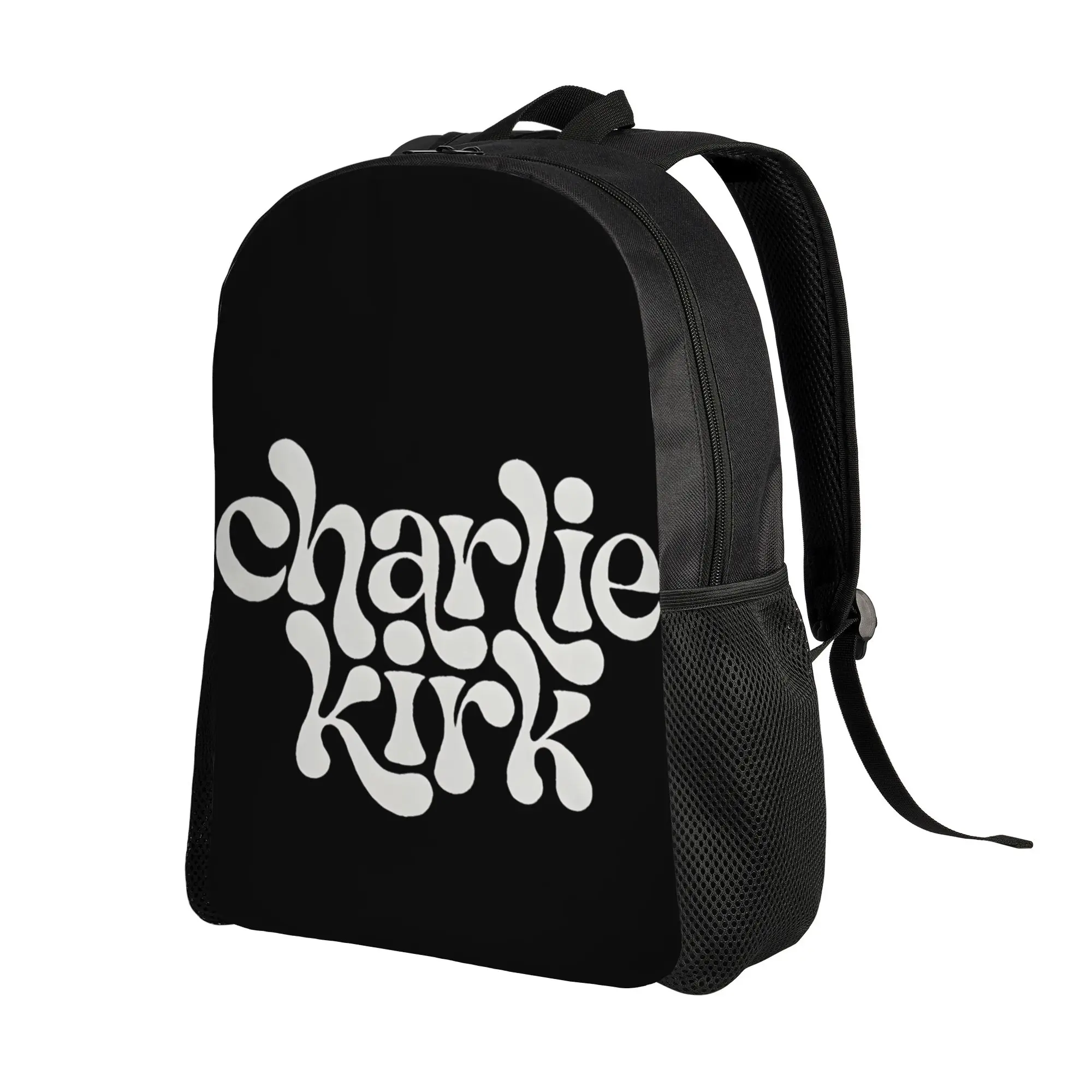 Charlie Kirk Retro Bubble Text Backpack Outdoor Style Backpacks Men High Quality Breathable High School Bags Streetwear Rucksack