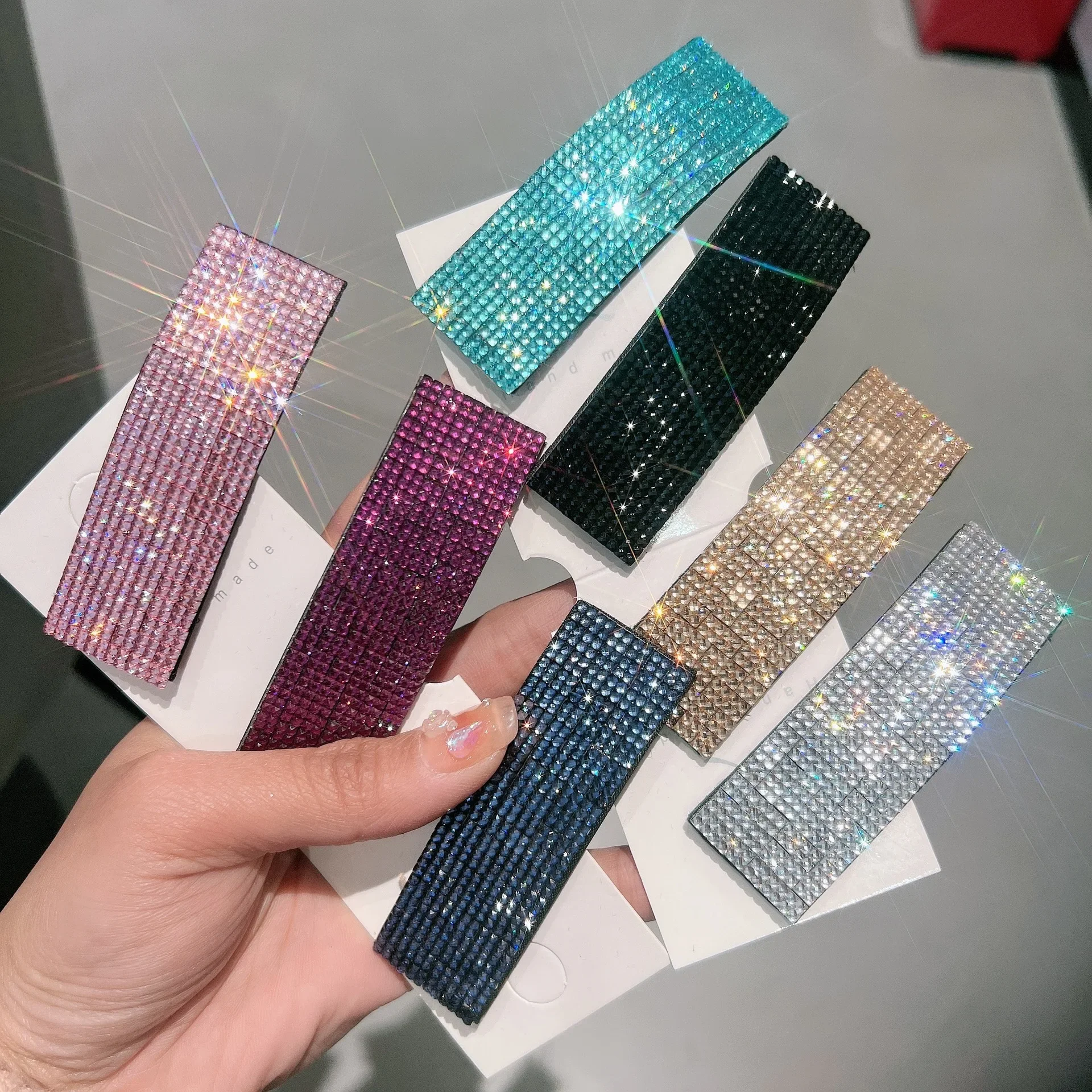 

Fashion Creative Rectangular Hair Side Clips Glitter Shiny Rhinestone Bangs Hairpins Women Girls Hair Styling Accessories