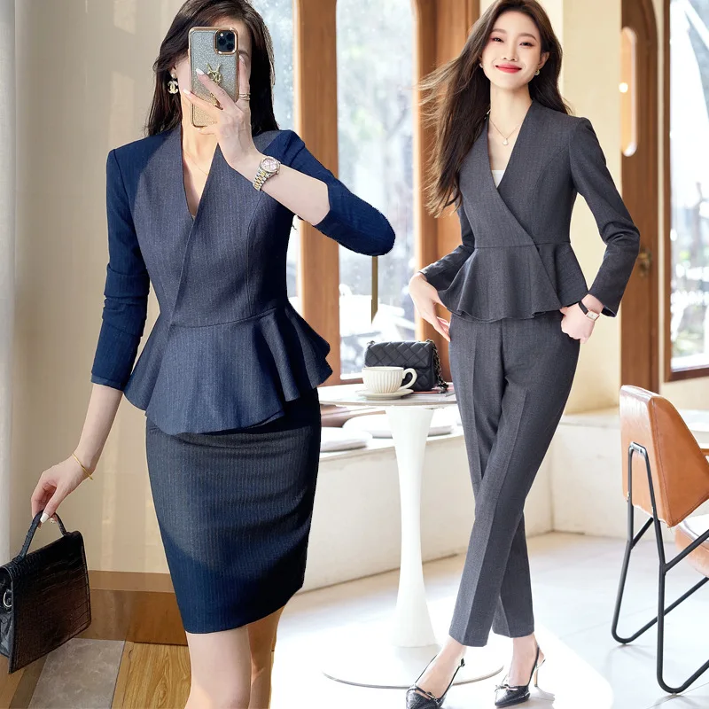 High-End Suit Women's Spring Business Temperament Jewelry Store Hotel Reception Work Clothes Suit Skirt Spring