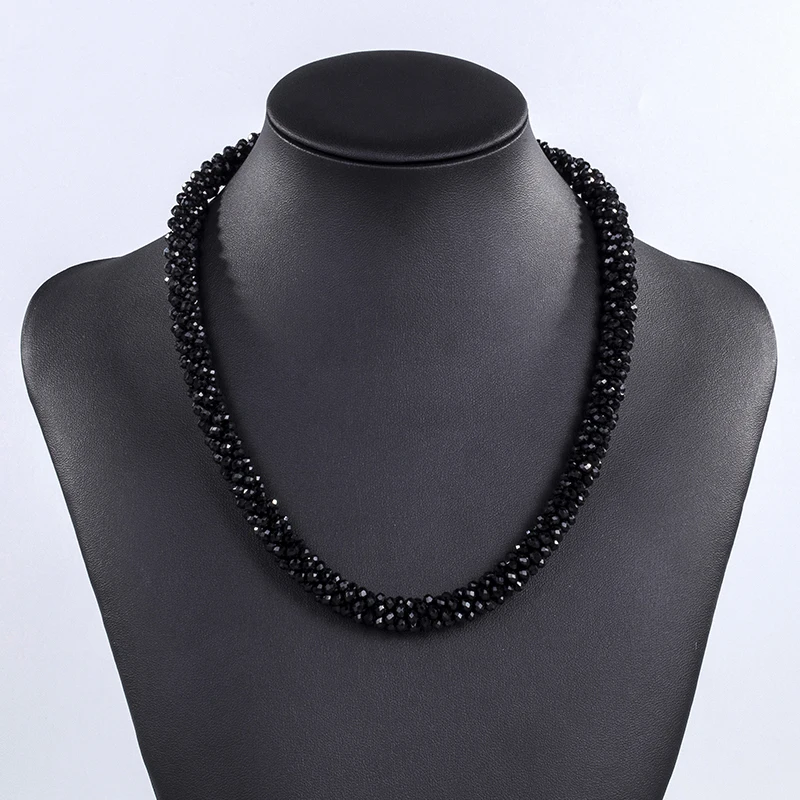 INKDEW Beads Handmade Necklace Threading Faceted Crystal Short Necklace for Lady Women Gift Choker Statement Multicolor NE002