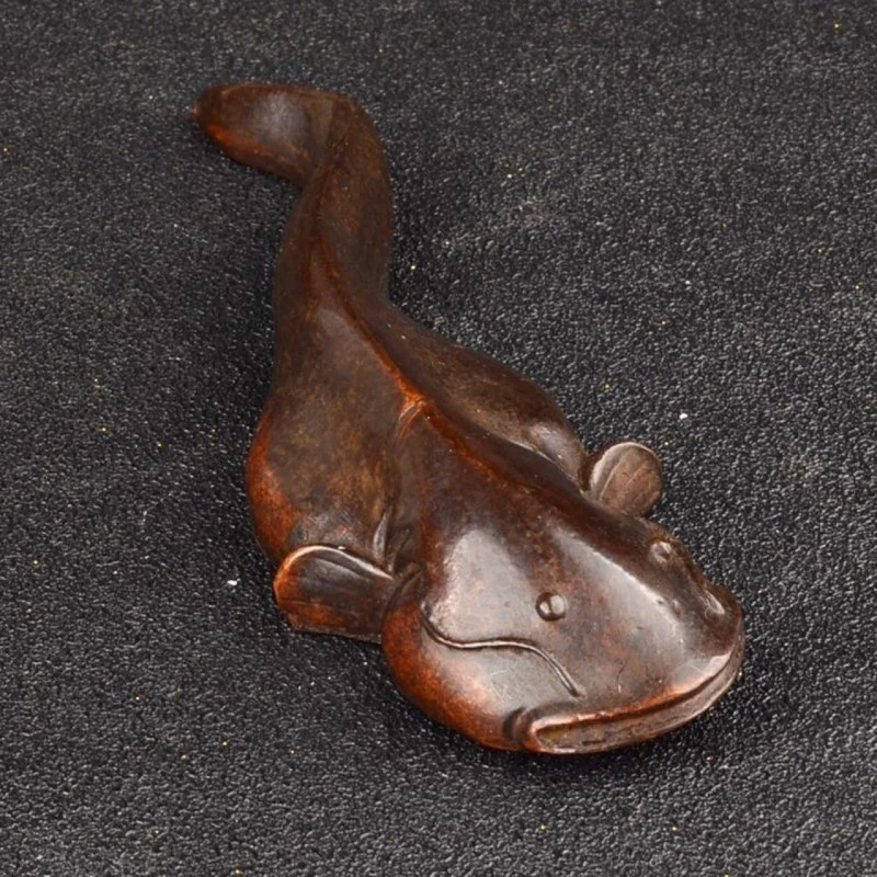 

Bronze Wholesale Purple Copper Patina Catfish Year After Year Surplus Chinese Style Study Paperweight Tea Ceremony Tea Pet Feng