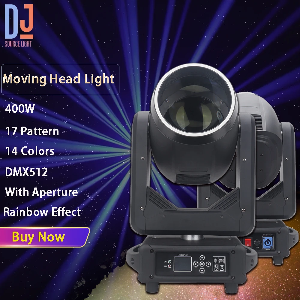 New 400W Beam Spot Moving Head Light with Aperture 48 Prism 14 Colors Rainbow Effect DMX512 DJ Disco Party Club Stage Effects