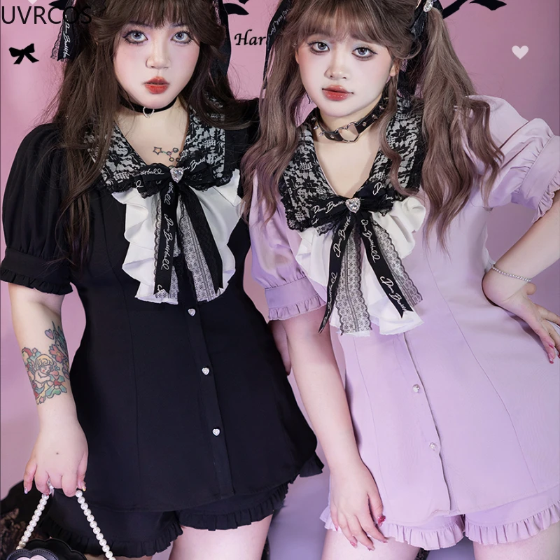 Imagem -05 - Vestido de Camisa Feminino com Manga Curta com Arco Kawaii Shorts Babados de Cintura Alta Roupas Góticas Japonesas Y2k Lolita Peças