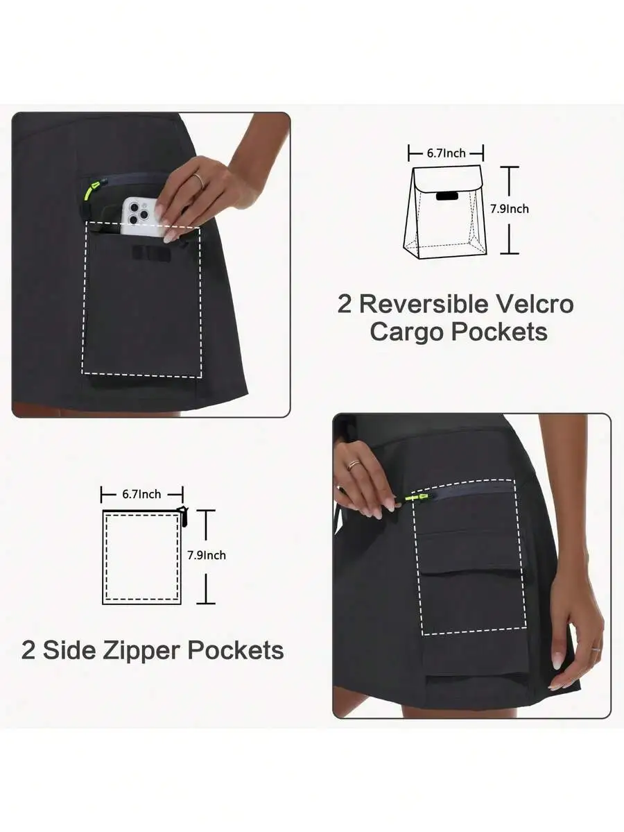 

Womens Quick-Dry Sport Skirt Pants With Elastic Waist And Zipper Pockets Straight Cut For Hiking Tennis Golf