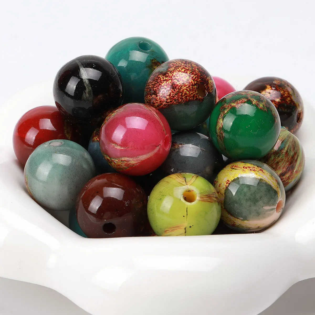 

20 шт., 1,6 см, разные цвета, разноцветные винтажные круглые бусины, акриловые бусины, креативная ручка для изготовления ювелирных изделий, очаровательное ожерелье «сделай сам»