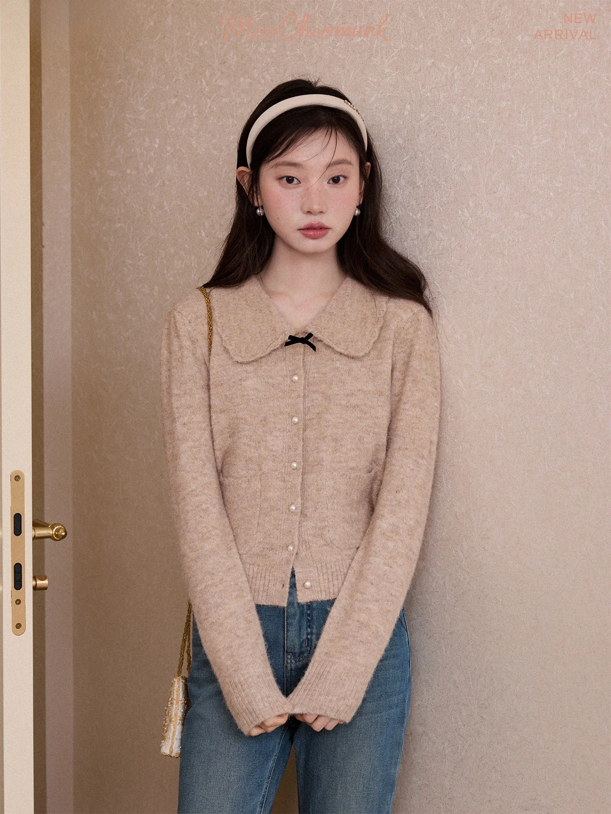 

Вязаный шерстяной свитер Miss Squirrel в винтажном стиле с воротником-стойкой, универсальный, милый дизайн, из смесовой ткани (полиэстер, нейлон, спандекс), с длинными рукавами