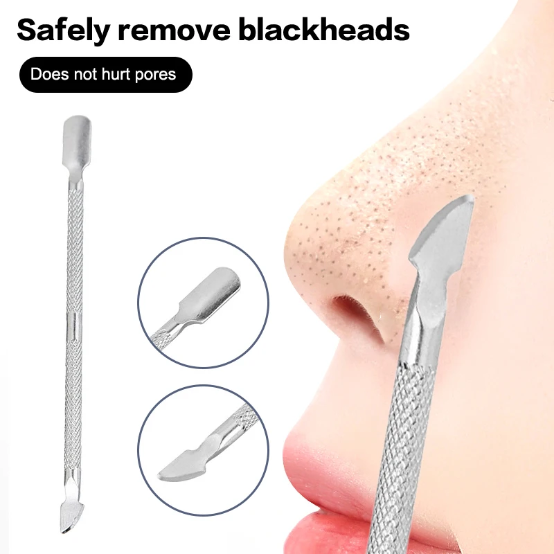 1/4Pcs Double Headed Stainless Steel Face Spatula Blackhead Remover Pore Deep Cleaner Exfoliator Portable Skin Care Tools