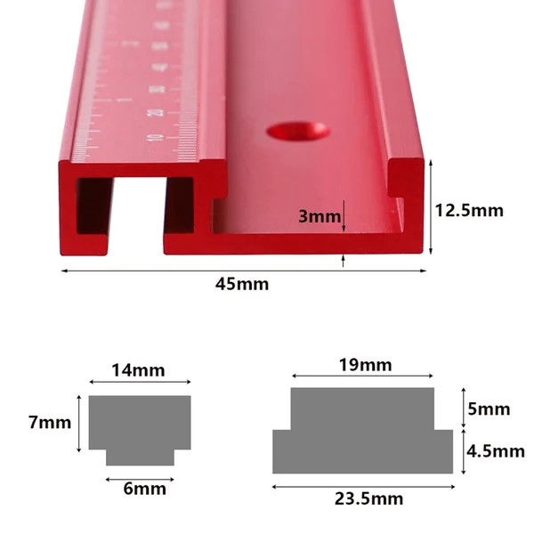 Imagem -05 - Liga de Alumínio Miter Track Woodworking Faça Você Mesmo Tool T-slot para Mesa Saw Router Table 45 mm Largura