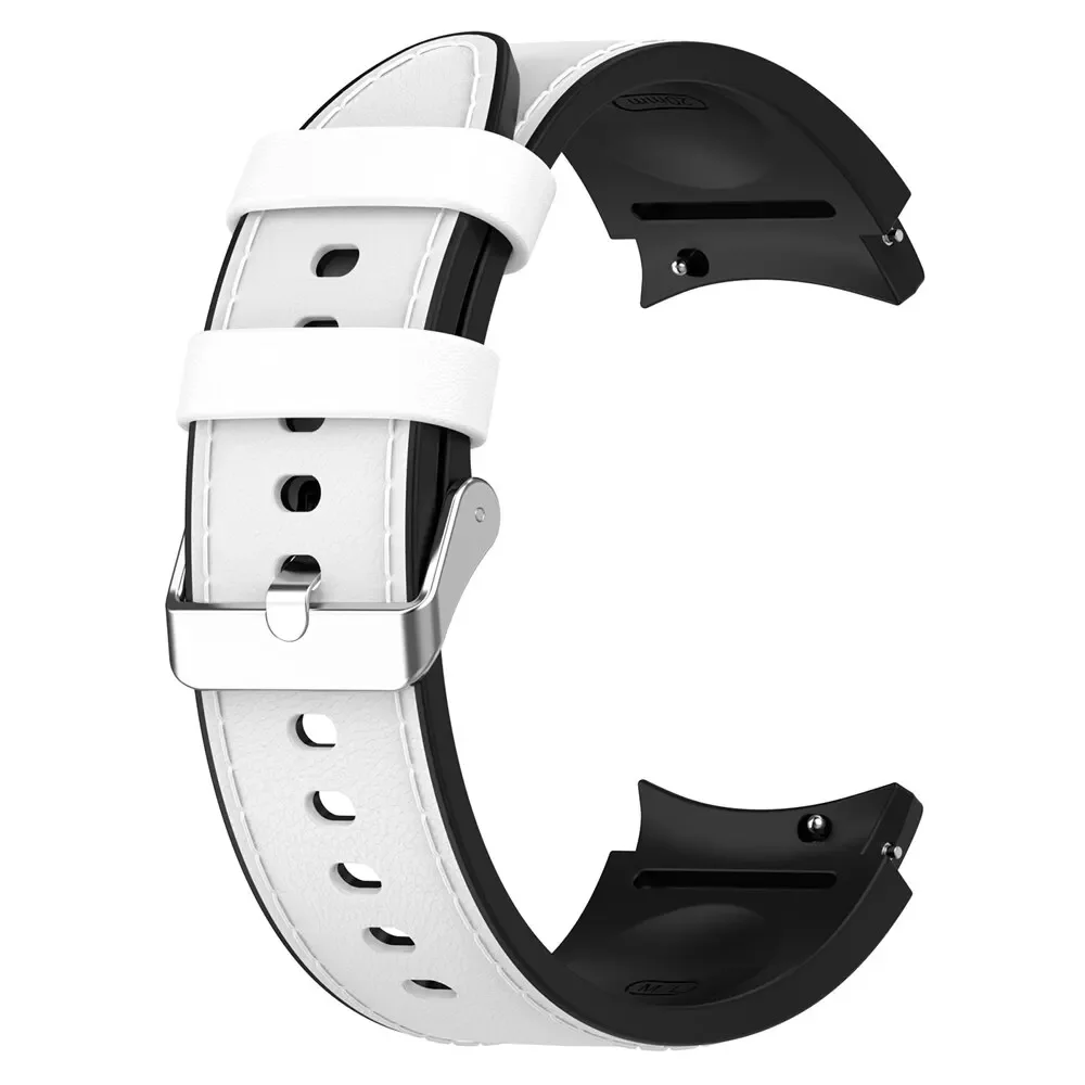 Silicone+Leather Strap For Samsung Galaxy Watch 6 5 Pro 40mm 44mm Band Watch6 4 Classic 47 43mm 46mm Replacement Correa Bracelet