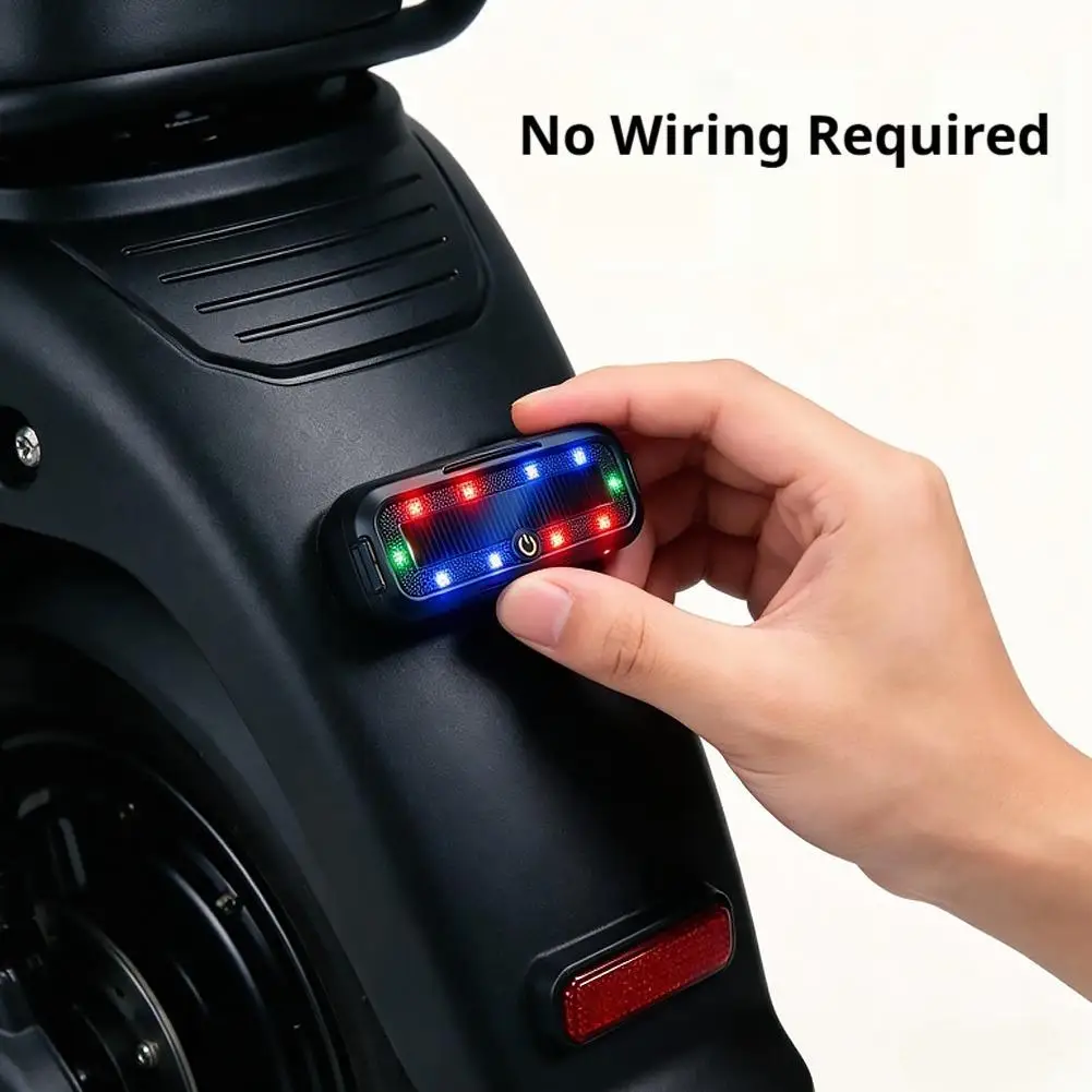 Flashing Warning Light For Motorcycles Car Solar LED Flashlight In-Night Caution Anti-rear Collision Motorcycle Tail Light