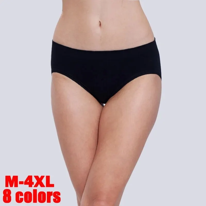 7Pcs/Lot Women\'s Panties Cotton Plus Size Underwear Girls Briefs Breathable Solid Color Panty Underpant Female Lingerie M-4XL