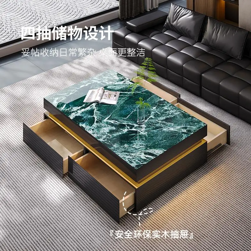 طاولة القهوة لغرفة المعيشة الخفيفة الفاخرة الراقية الإيطالية الحد الأدنى فيلا كبيرة ذات أرضية مسطحة حجر منزلي فاخر #3