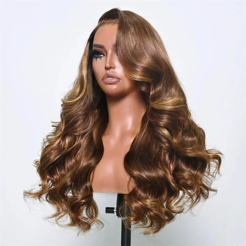 30inch Silk Top Highlight Blond Body Wave 5x5 Silk Base Jewish Human Hair Wig With Baby Hair HD Lace European Hair Preplucked