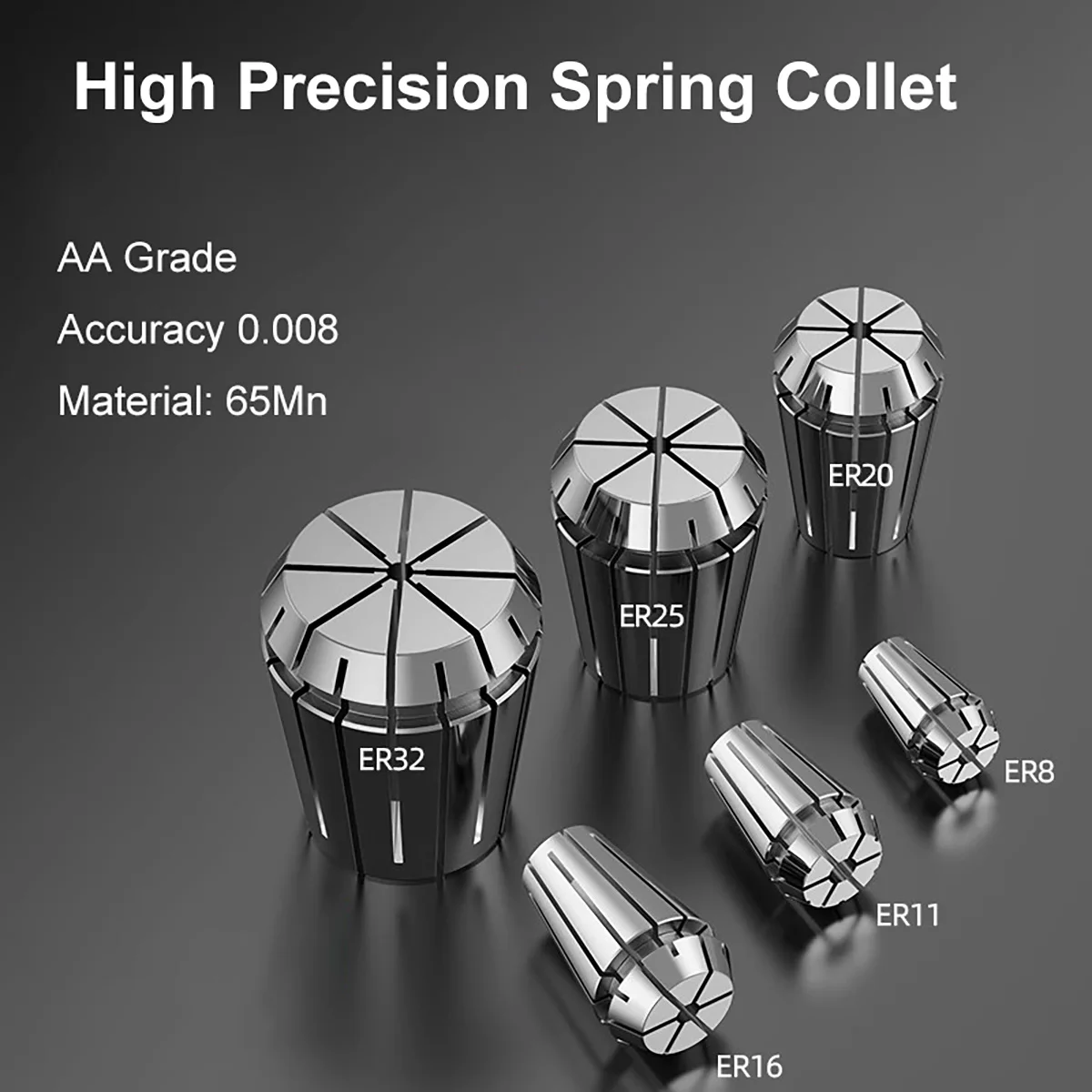 1 stks ER8 Lente Collet 1-5mm 1/8 AA Hoge Precisie 0.008 ER Spantang Voor CNC Graveermachine Draaibank Mill Tool