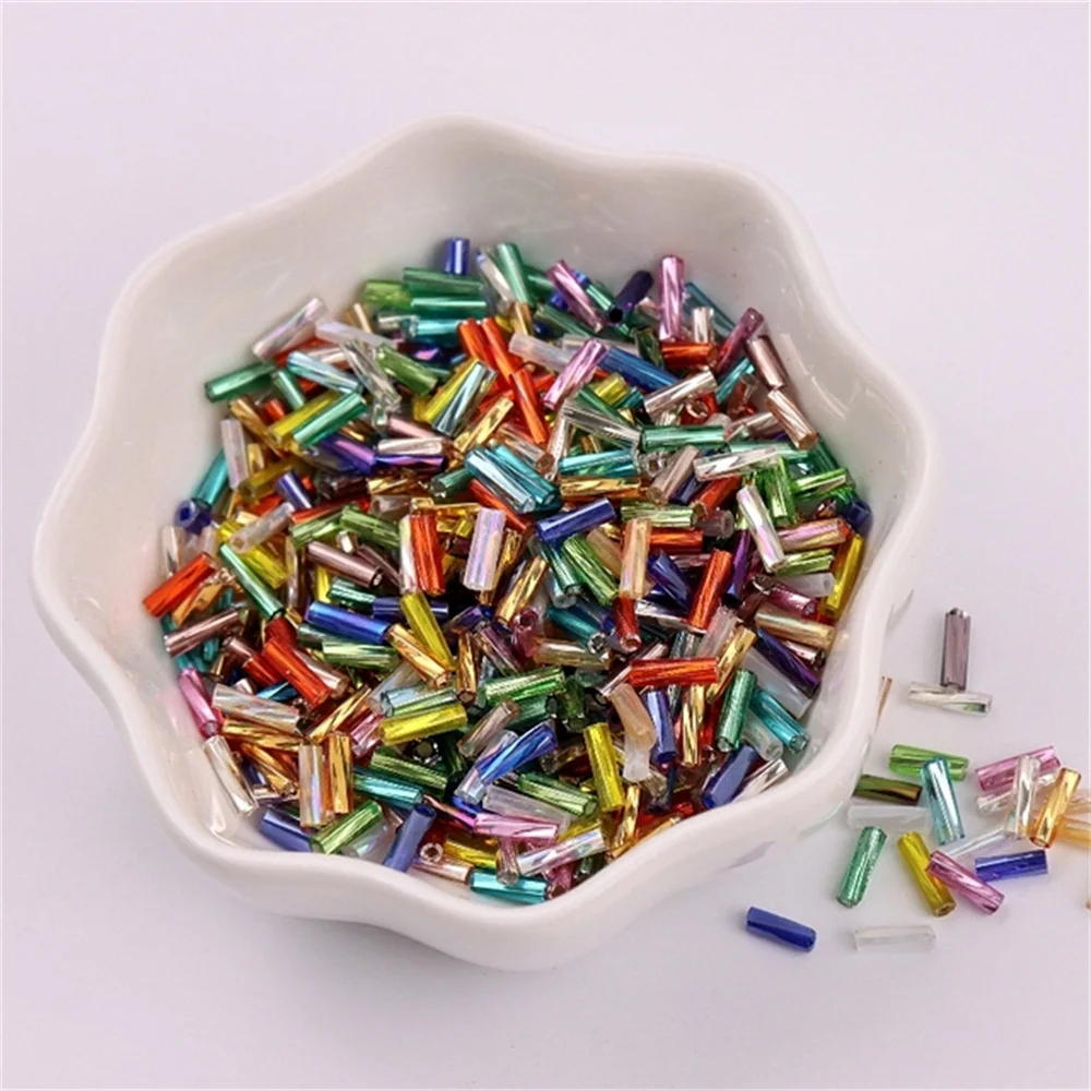 300Pcs 11/0 Tube Bead 2x6mm Twist Bugles Glass Beads Helical Seedbeads For DIY Bracelet Jewelry Dress Making Garments Accessory