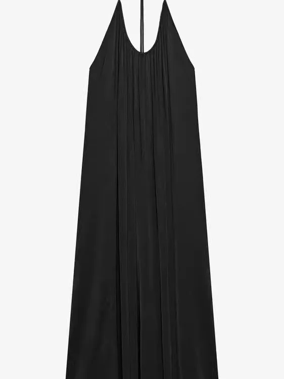 Zijde Satijn Bal Strap Dr Dames Losse Taille A-lijn Rok V-Ne Svel Casual Sle Zomer Faion Pendelen