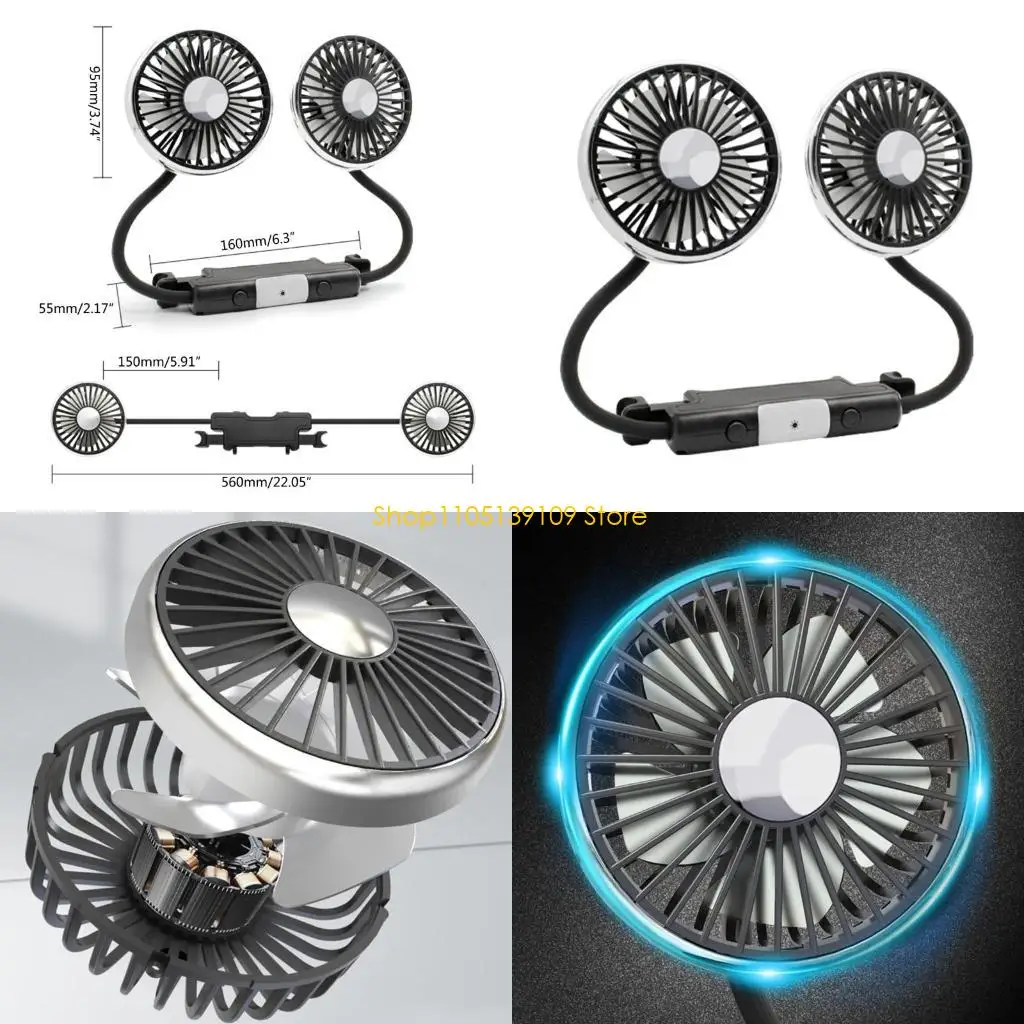 

Автомобильный вентилятор P5ED USB, электрический охлаждающий вентилятор с 3 скоростями, вращающийся на 360 градусов вентилятор с