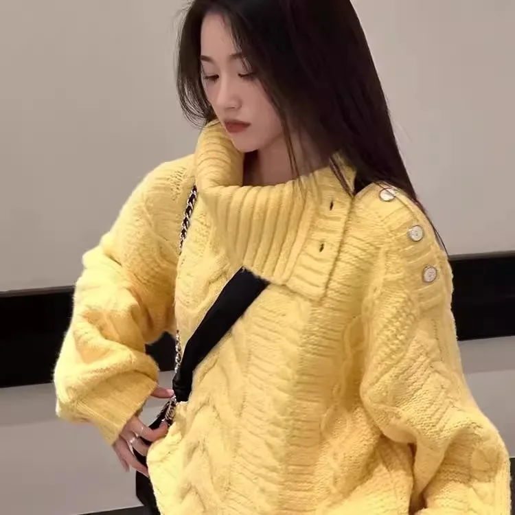 

Knitted Sweater Women's Bottoming Shirt Fake Two Pieces Autumn and Winter Solid Color Short Thermal Sweater