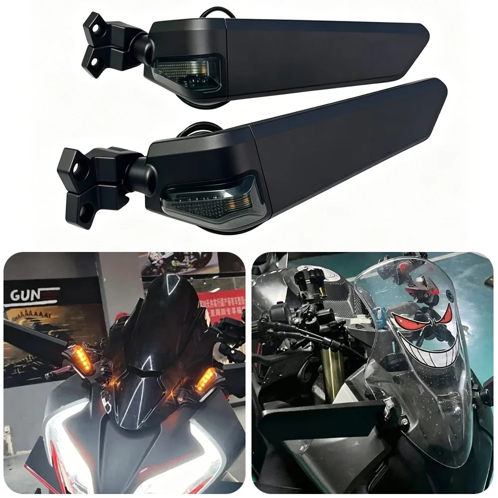 675SR R Motorcycle All-aluminum Modified Fixed-wing Rearview Mirror with Turn Signal Fixed-wing Special Accessories For 675SR-R