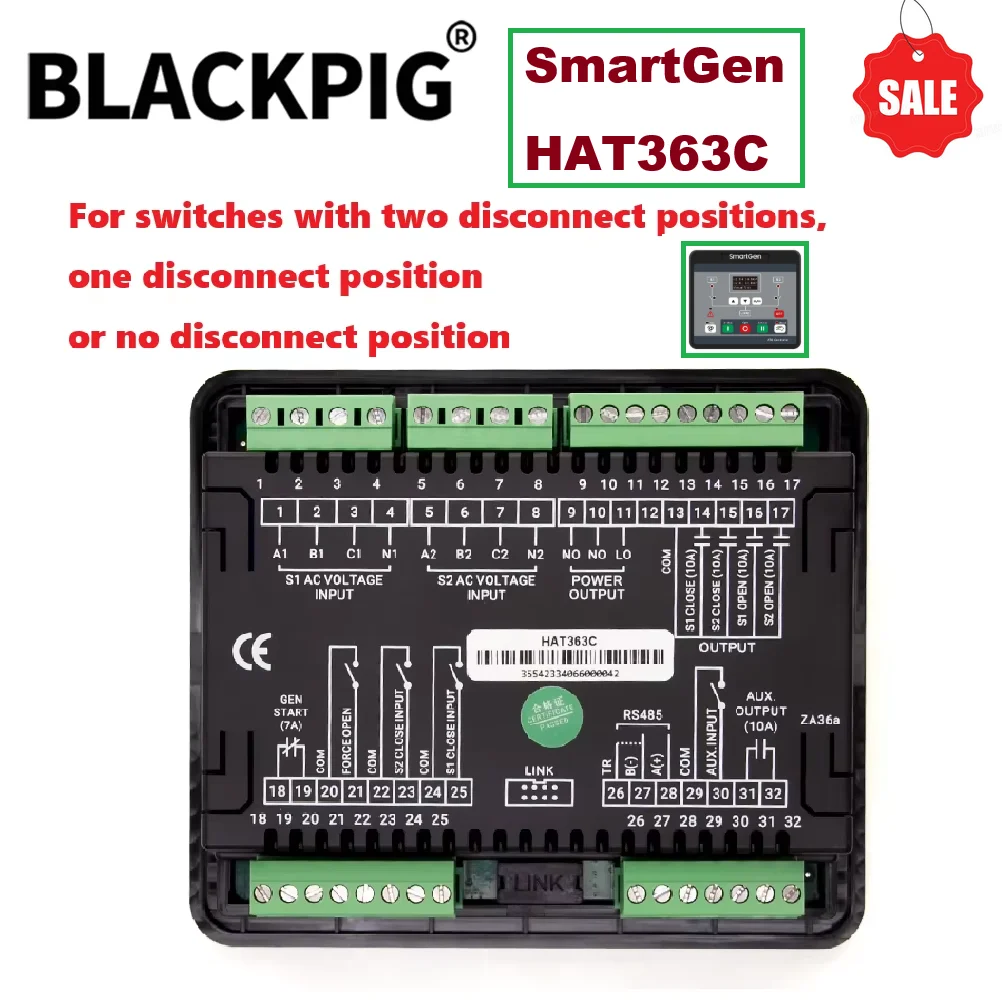 Original SmartGen HAT363C ATS Controller Dual Power Automatic Transfer Switch Control Panel With RS485 Isolated Communication