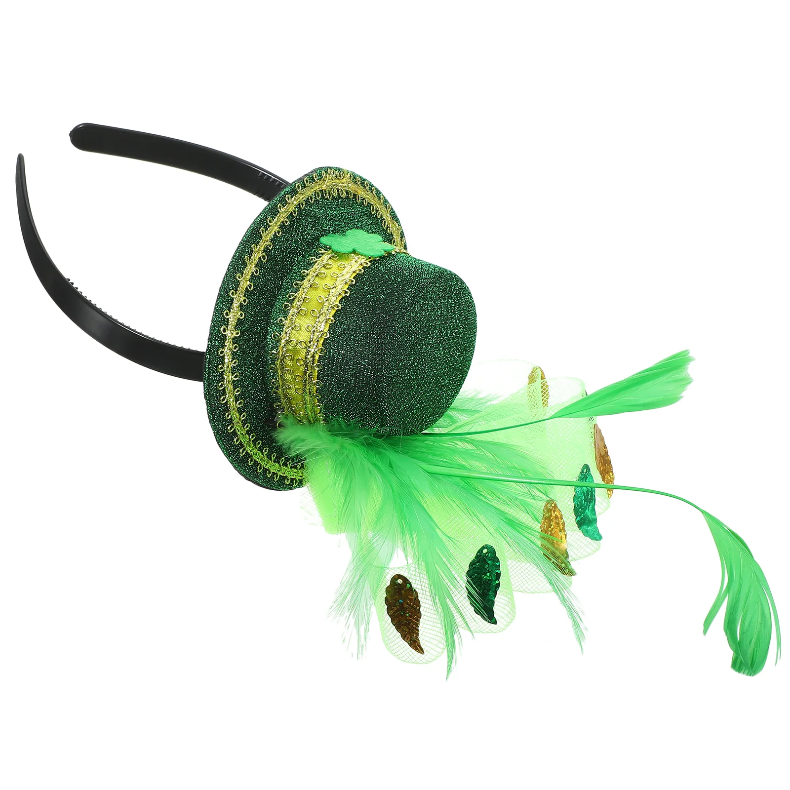 

Feather Headband Women Hair Decor Headdress for St Patricks Day Festival Party Hairband Hoops Shamrock Accessories Prop Ribbon