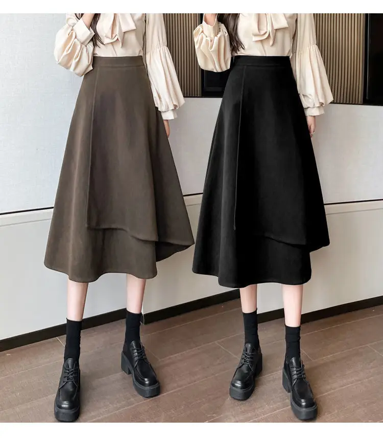 Fall Winter For Women Pullover Knitwears Sweater And Irregular Woolen Skirts Korean Casual Outfits