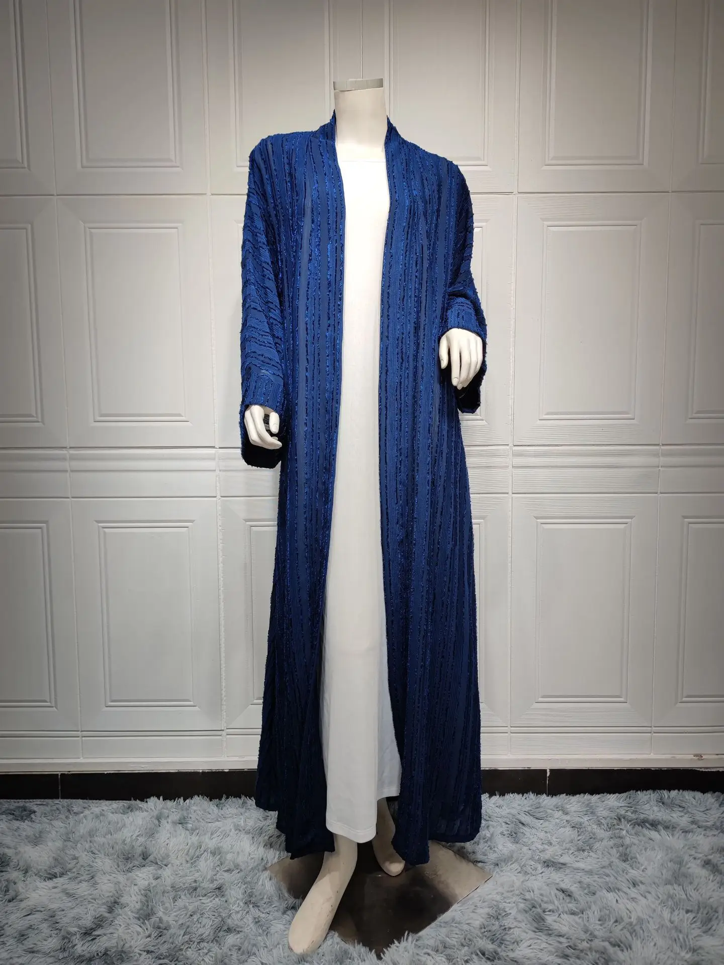 Arab Abaya Kimono Ethnic Solid Striped Retro Full Sleeve Casual Loose Maxi Muslim Women Clothing Kaftan Cardigan Robes