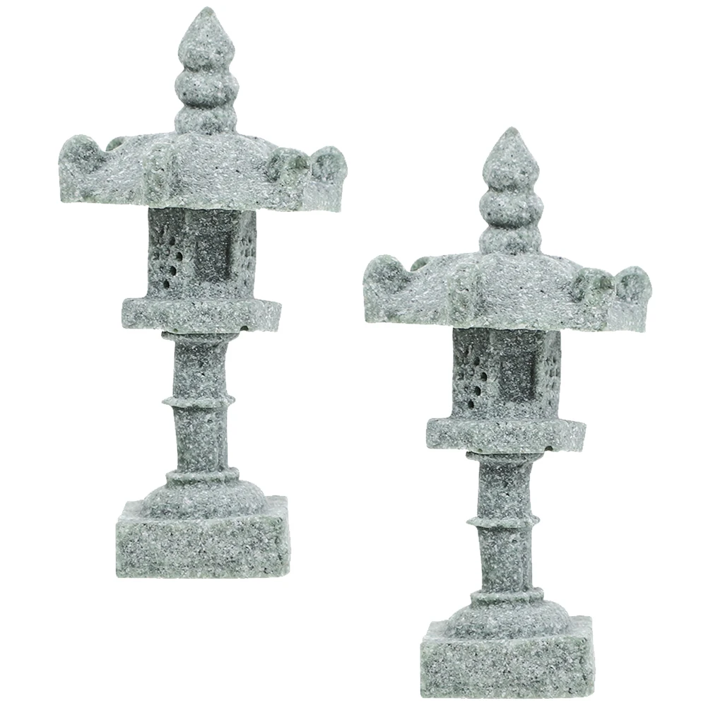 

2Pcs Mini Pagoda Lantern Stone Garden Courtyard Decoration Zen Mini Garden Ornaments Outdoor Balcony Yard Decor Scene Landscape