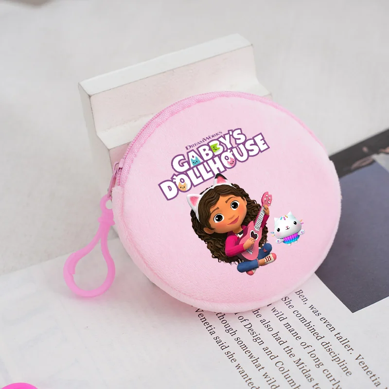 Gabby Courses House Coin Purse, Cute Cartoon, Pink, Sweet Plush, Round Zipper, Money Bag, Girls, Student, Mini Purse, Birthday Gift, Hot, Kids