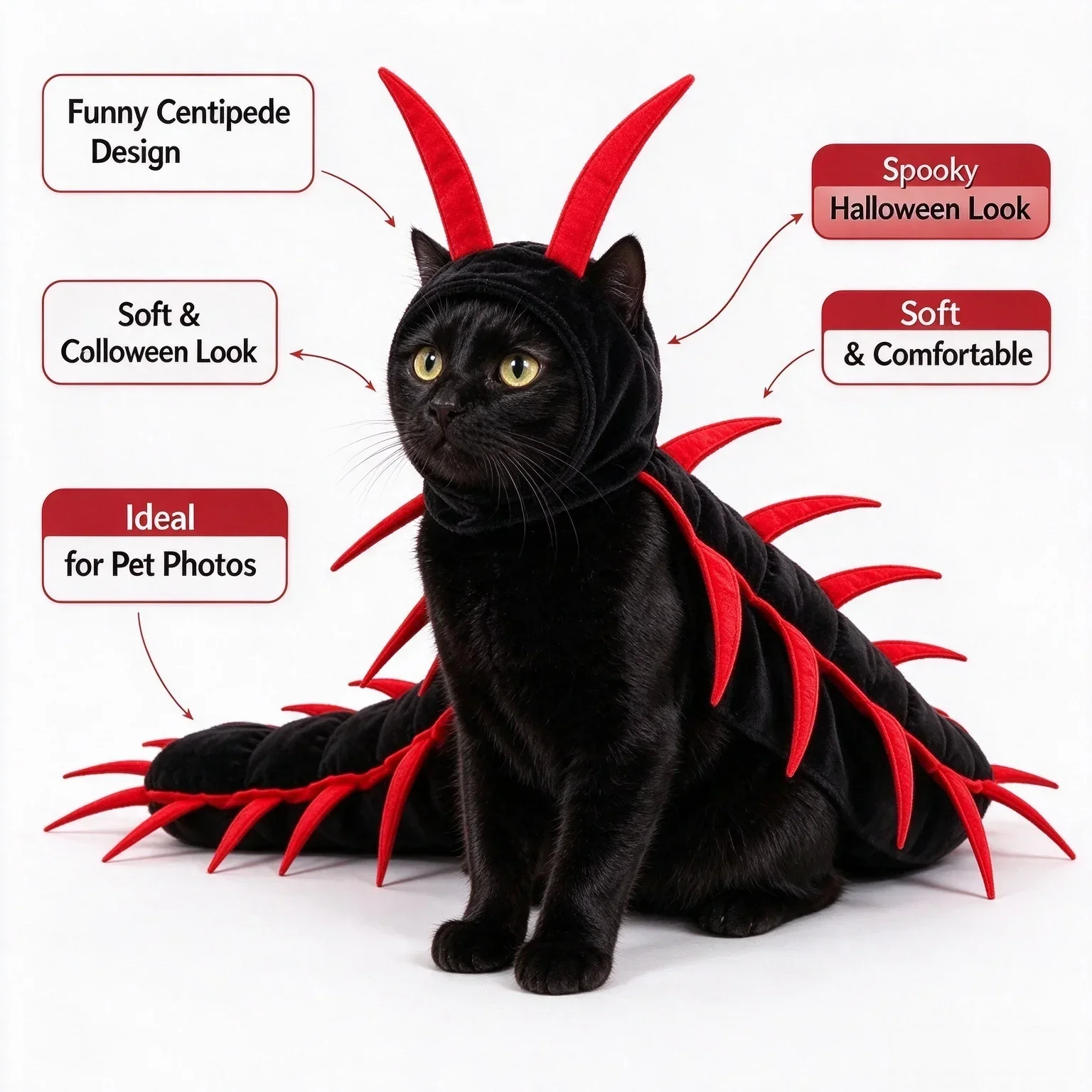 Funny Centipede Spider Cat Costume Spooky Halloween Pet Costume for Small Cats, Cat Accessories for Party Outdoor Walking