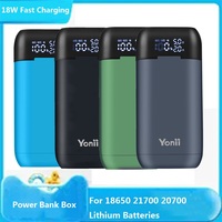2*18650 Battery Storage Box Power Bank Case Shell LED Display QC3.0 18W Fast Charger Battery Case for 18650 18700 21700 20700