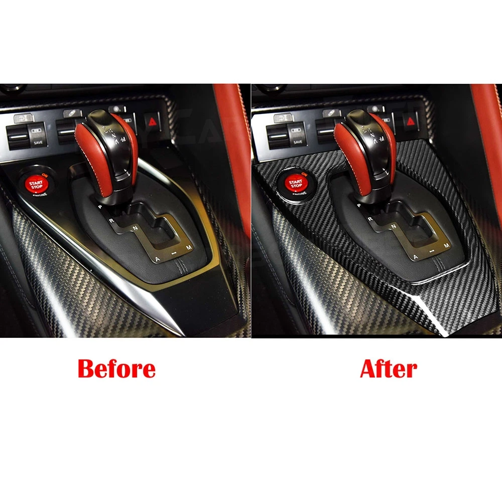 

JCYECF Car Accessories Dry Carbon Gear Shift Console Cover for Nissan GTR R35 GT-R 2017 UP Styling Decorations