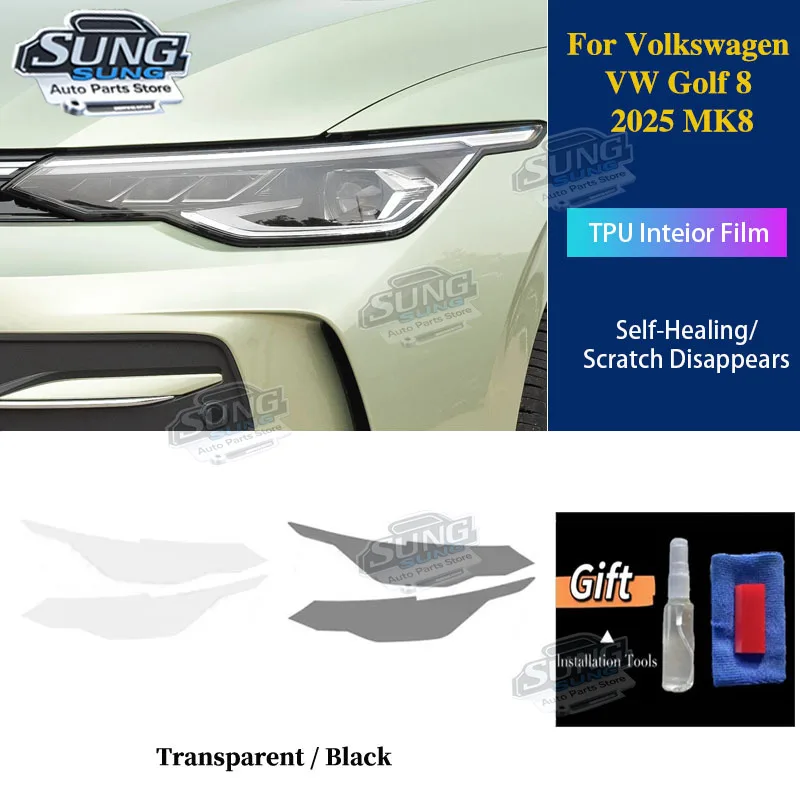 

For Volkswagen VW Golf 8 2025 MK8 pre cut Car Headlight Protective Car Film Headlamp TPU Exterior Sticker PPF Car Accessories
