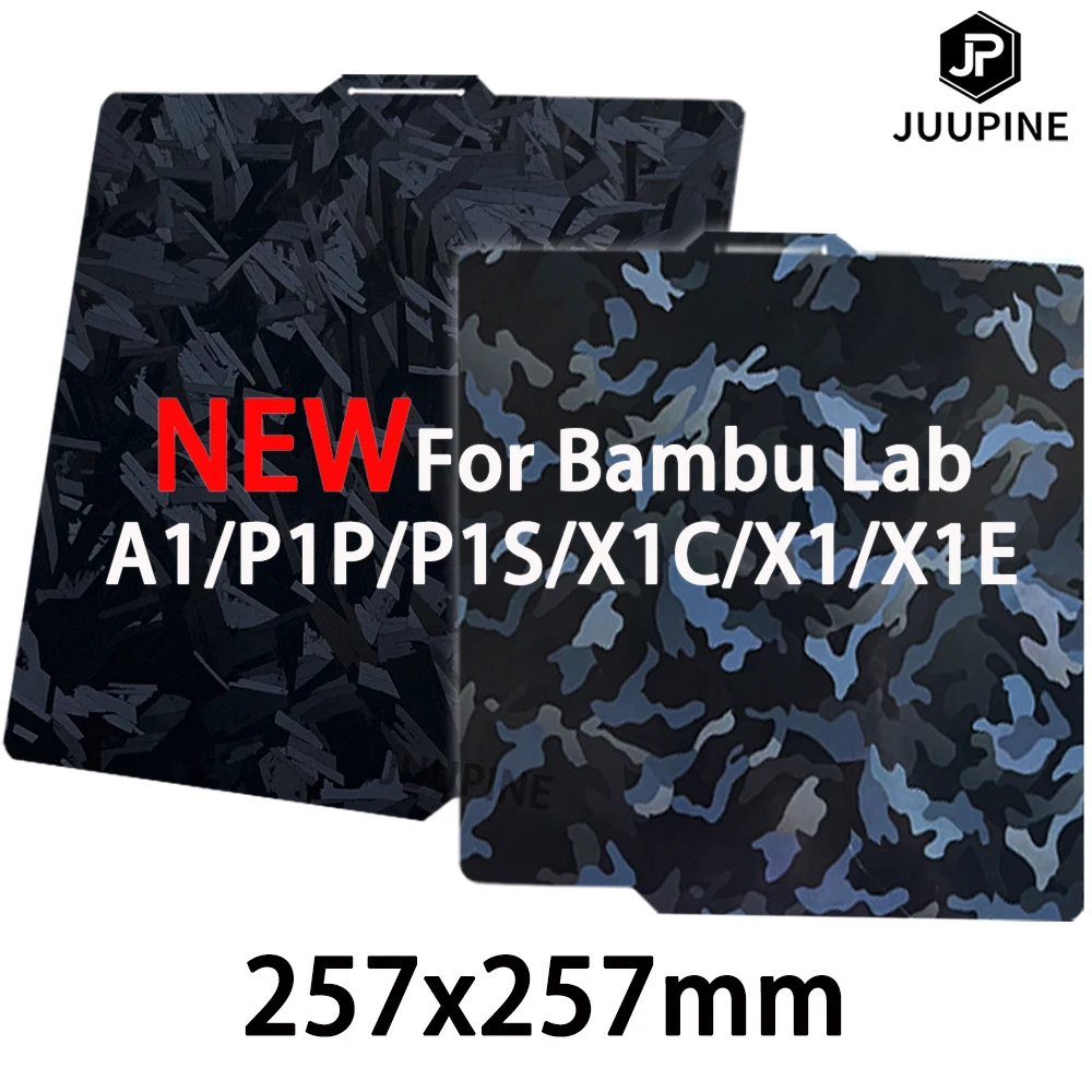 Сборная пластина для Bambu Lab X1 P1P A1 PEI Sheet Camouflage Smooth X1C Кованая карбоновая пластина для Bamboo lab x1c Bambulab P1s a1 Plate