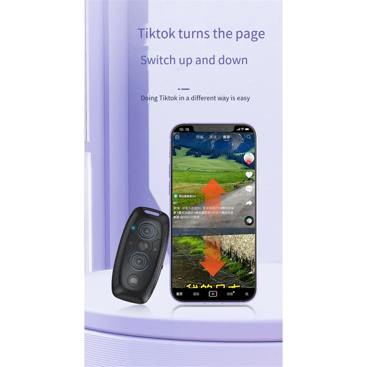 Abzv-controle remoto bluetooth recarregável multifuncional para telefones, turner de página de e-book e liberação do obturador da câmera selfie