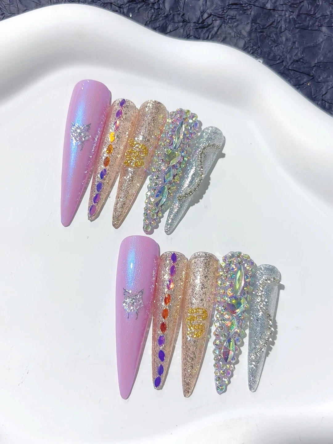 5cm piscando aurora pequeno diamante europeu e americano luz estilo luxo moda wearable nail art (l058)