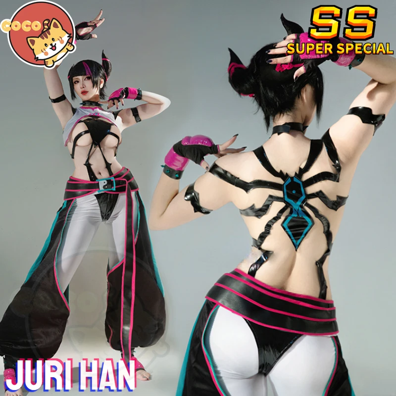 

Game Juri Cosplay Han Costume Juri Han Cosplay Costume Girl Battledress Halloween Dress and Juri Cosplay Wig CoCos-SS