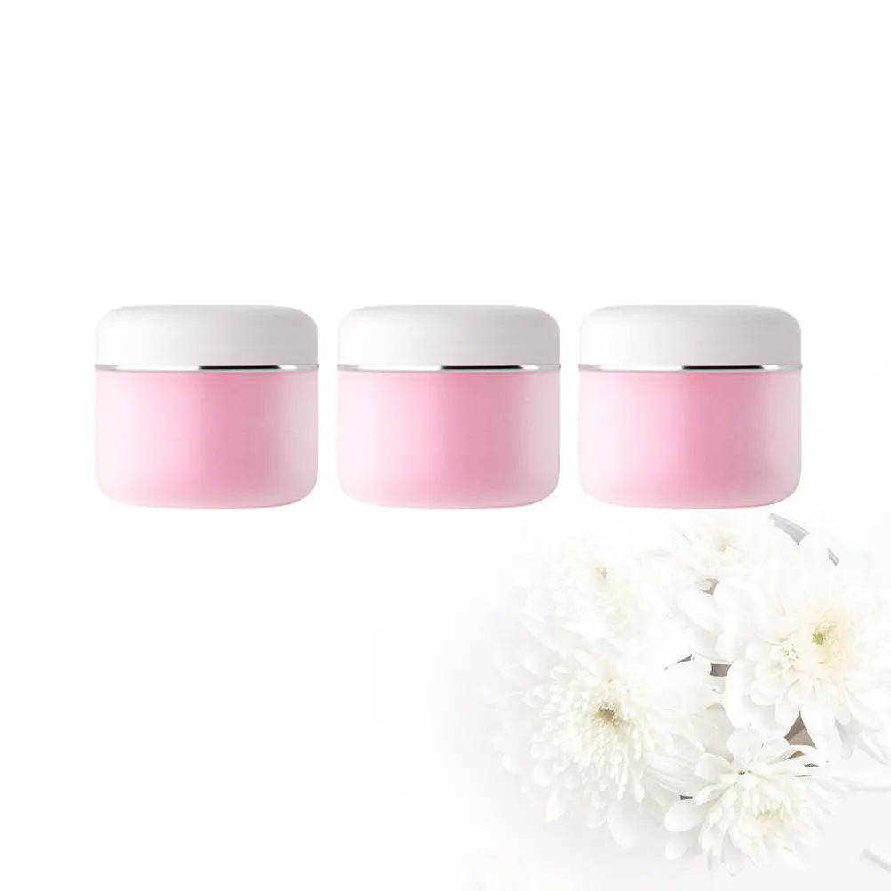 3Pcs Cosmetics Container Portable Pink Double-Layer Face Cream Box Seamless Lid Leakproof Travel Subpackaging Box for Eye Shadow