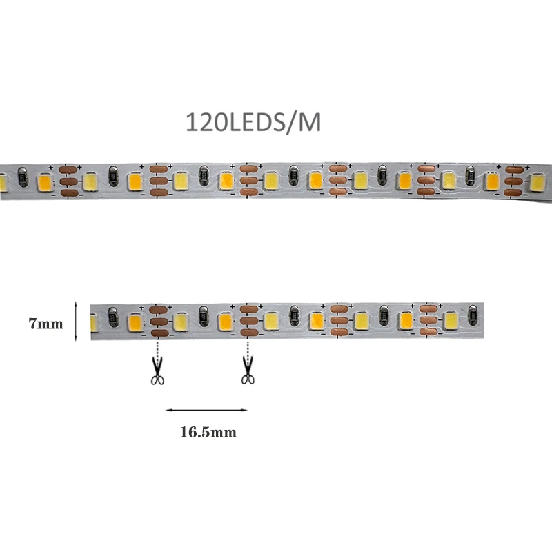 10m/Roll LED Strip 5V High Brightness SMD2835 120LEDs/m 7mm Wide Flexible LED Ribbon Home Lamp Strip White Warm White Diode Tape