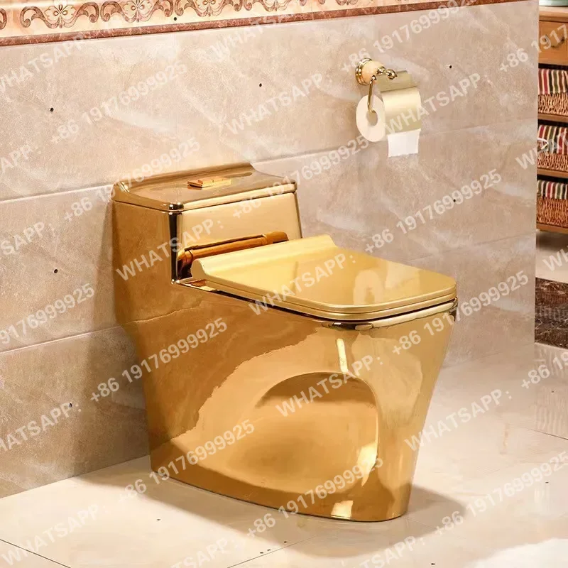 Customized electroplated toilet gold toilet ceramic bathroom cross-border foreign trade floor one-piece toilet