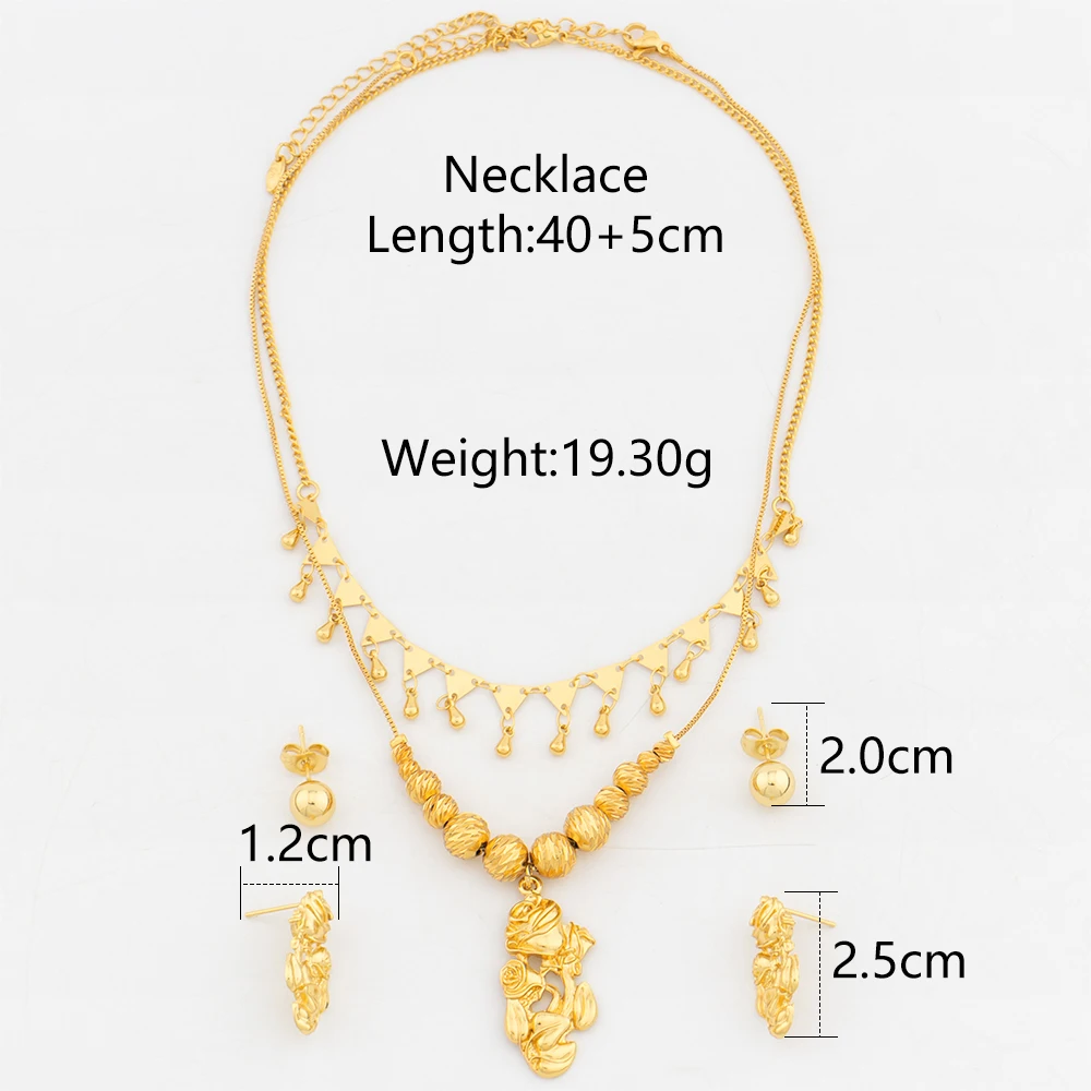 YM Two Layers Jewelry Sets For Women Trendy Jewelry Statement Necklace Personality African Beads Pendant Chain Flower Earrings