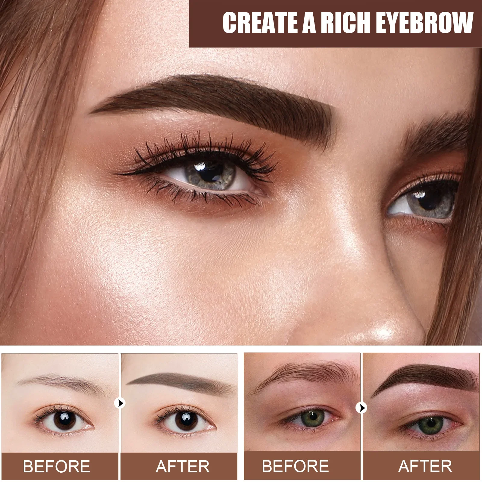 Sdotter New Eyebrow Stamp Brow Powder Stencil Kit Mattifying Hairline Enhancer Eyebrow Print Makeup Naturally Waterproof Eye Bro