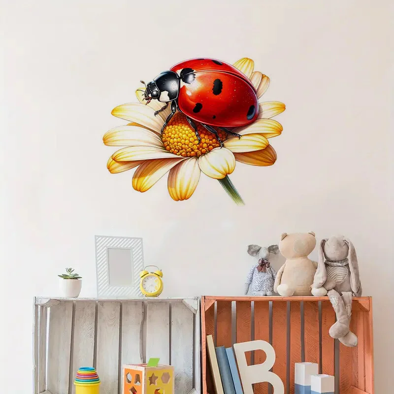 90644# Ladybug Toilet Sticker, Durable Material, Perfect for Home Wall Decor, Aesthetic Room Decoration