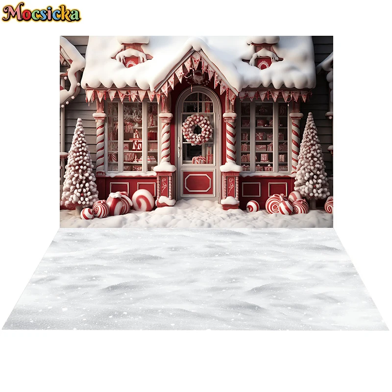 Mocsicka Christmas Backdrop Photography Car Candy House Xmas Tree Baby Shower Photo Background Shooting Props Decorations Studio