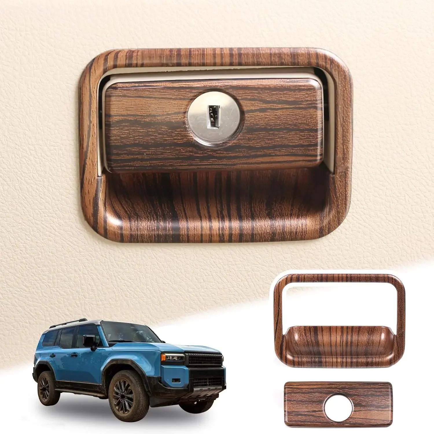 Car Interior Glove Box Handle Key Hole Cover For Toyota Land Cruiser Prado FJ150 150 LC150 2010-2022 ABS Carbon Trim Accessories 4