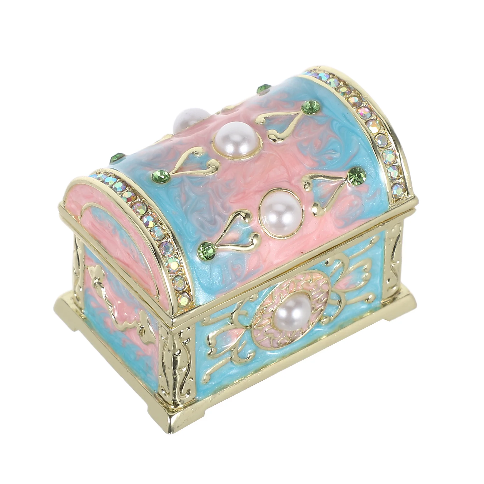 

Мини-эмалированный сундук с сокровищами, винтажная шкатулка для драгоценностей, декоративный контейнер для безделушек, небольшая коробка для хранения коллекции для девочек и женщин